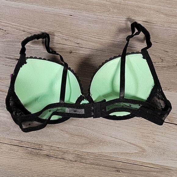 Hers by Herman Black Lace Bra & Thong Set Sz 34C - Picture 5 of 9